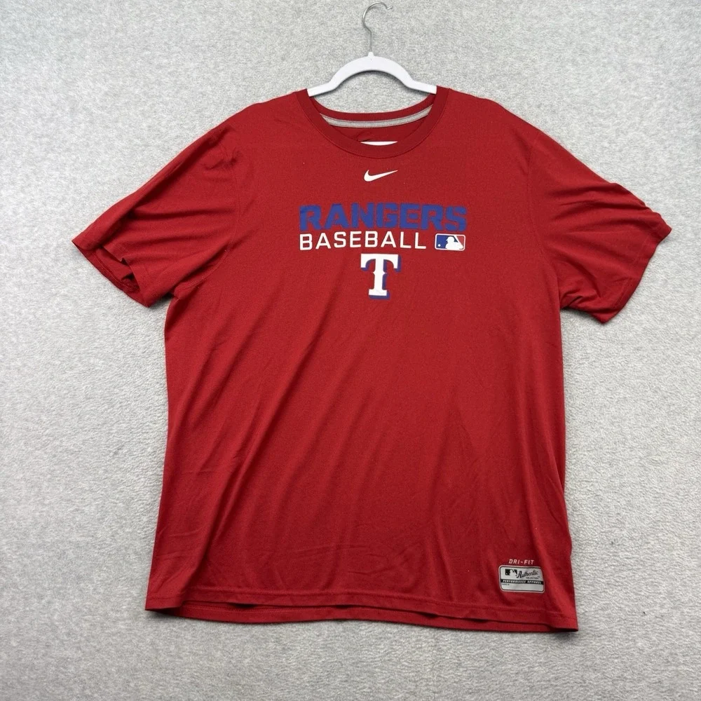 Nike Dri-Fit Men's MLB Texas Rangers Baseball Red T-Shirt Size XL‎ Performance